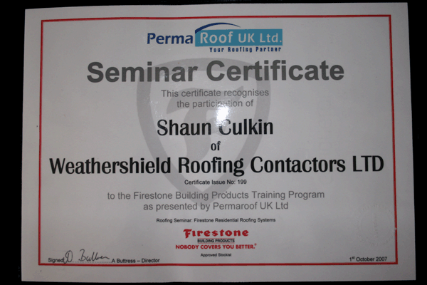 EPDM Flat Roofing Certificate EPDM Flat Roofing Certificate